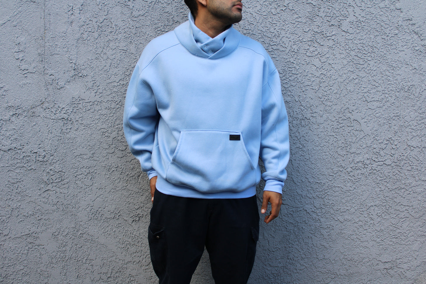Baby Blue Shawl Collar Sweater