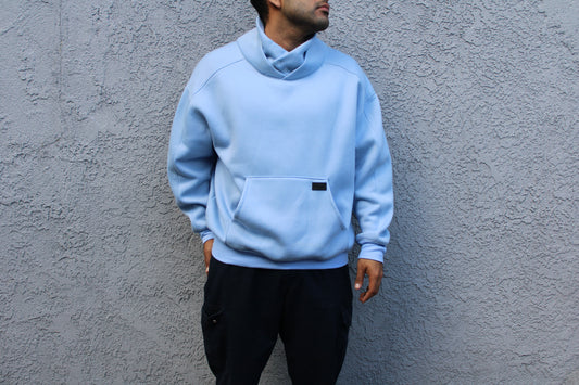 Baby Blue Shawl Collar Sweater