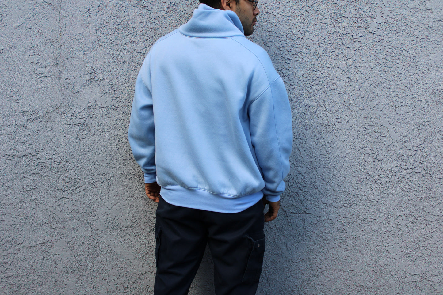 Baby Blue Shawl Collar Sweater